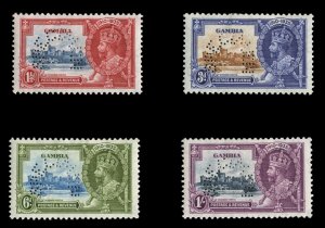 Gambia #125-128S Cat$140, 1935 Silver Jubilee, set of four, perforated Specim...