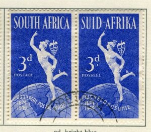 SOUTH AFRICA; 1949 early UPU issue fine used 3d. Pair 