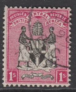 SG 25 British central Africa 1895 1/- Black and Rose very fine used CAT £35