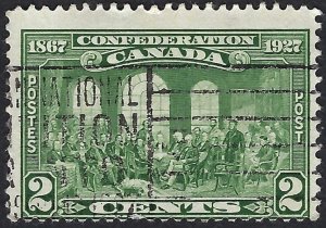 Canada #142 2¢ Fathers of Confederation (1927). Green. Good centering. Used.