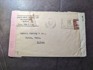 1944 Censored Ireland Cover Broadstone Dublin to Salem OH USA Deming and Co