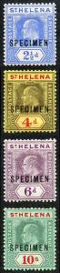 St Helena SG64s/70s KEVII set of 4 Opt Specimen M/Mint