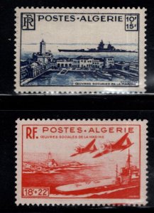 ALGERIA Scott B55-B56 MH* semi-postal stamp set war ship military airplanes