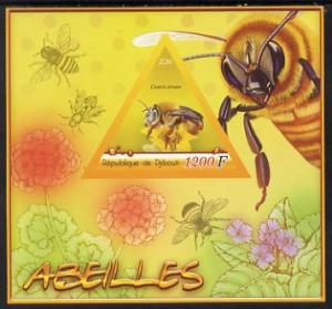 Djibouti 2014 Bees imperf deluxe sheet containing one tri...