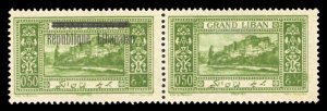 Lebanon #73var (YT 85d) Cat€250++, 1927 .50p yellow green, horizontal pair,...