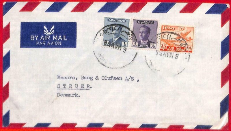 aa4135  - IRAQ - POSTAL HISTORY - AIRMAIL  COVER to DENMARK  1958