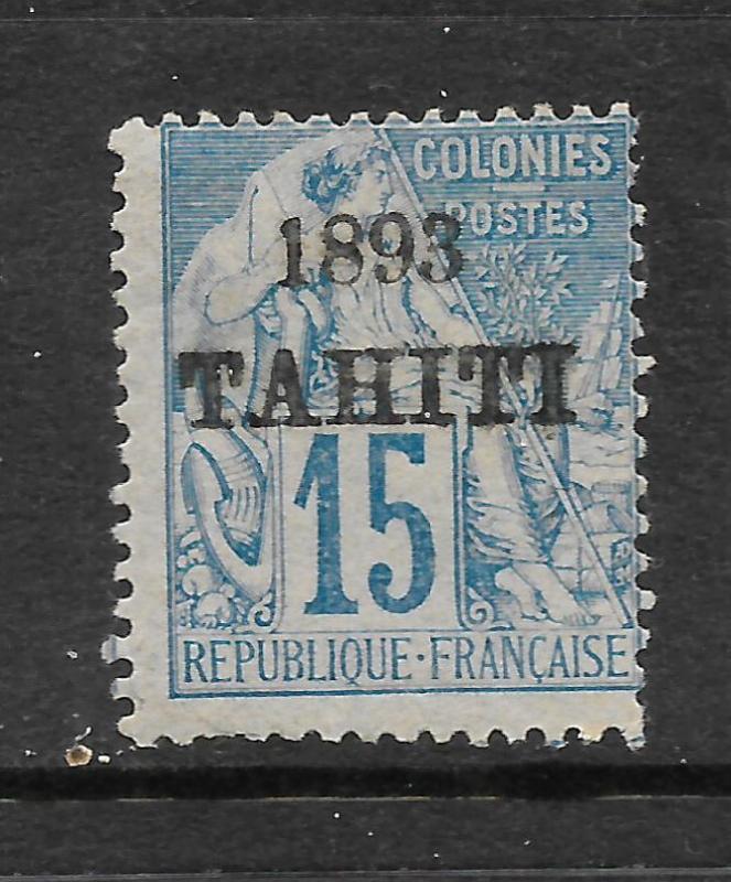 Tahiti 1893 15c Mouchon menta ligeramente con bisagras SG 37 