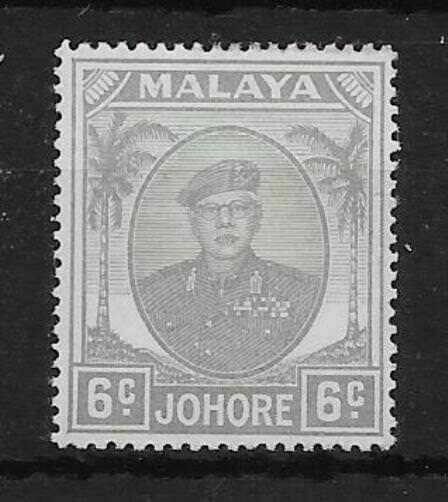 MALAYA JOHORE SG137ac 1952 6c PALE GREY ST.EDWARDS CROWN WMK VAR MTD MINT