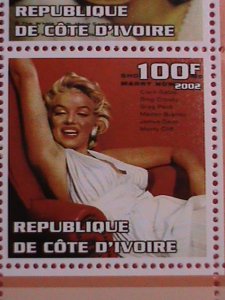 IVORY COAST STAMP-2002-SEXY MARILYN MONROE: -MNH STAMP SHEET -RARE