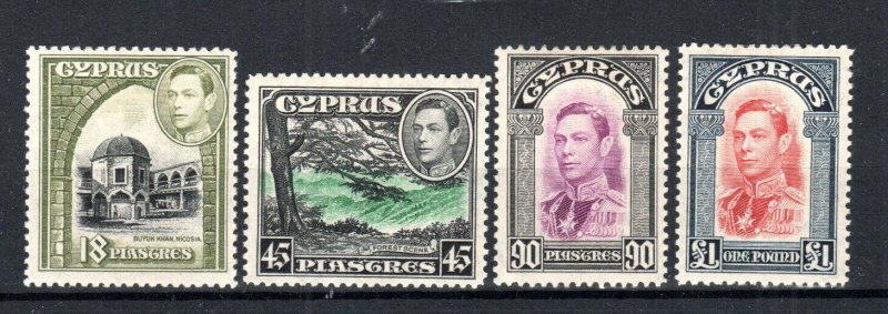Cyprus 1938-51 18pi to £1 values SG 160-63 MH