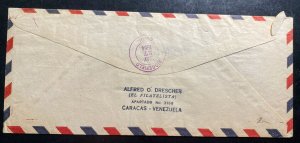 1954 Caracas Venezuela Airmail Cover to Ridgefield CT USA Simon Rodriguez Stamp