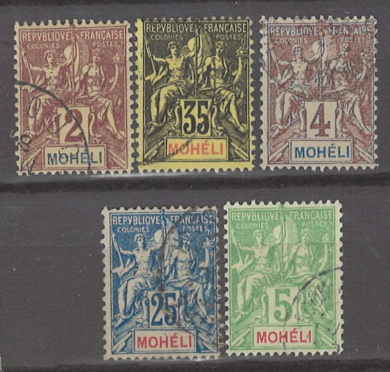 COLLECTION LOT # 3010 MOHELI 5 STAMPS 1906+ CV+$16