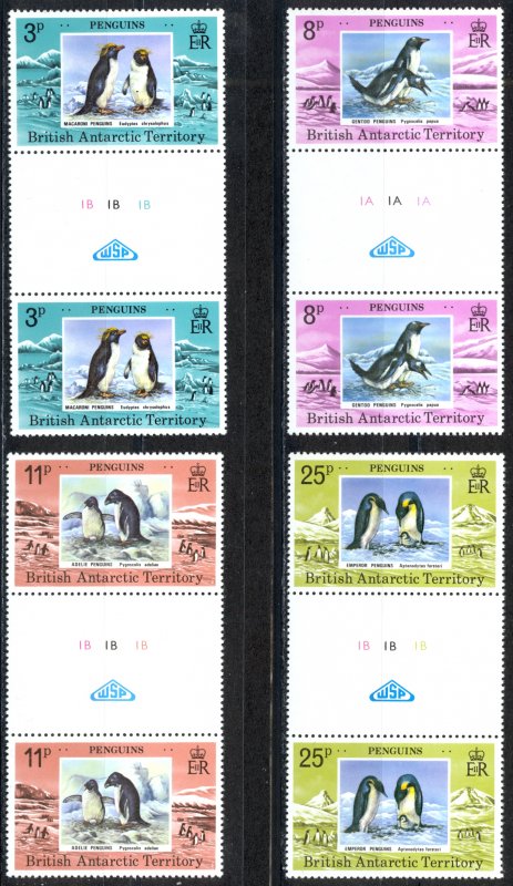 British Antarctic Territory Sc# 72-75 MNH Gutter Pairs 1979 Penguins