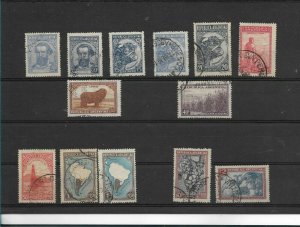 Argentina Year 1936-52 Lot of 13 values used varieties Fauna, Fruits, etc