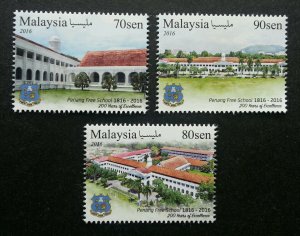 Malaysia 200 Years Penang Free School Bicentenary 2016 Academic (sheetlet) MNH