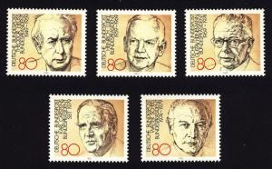 W. Germany Sc# 1384  1982 Presidents  5 singles MNH