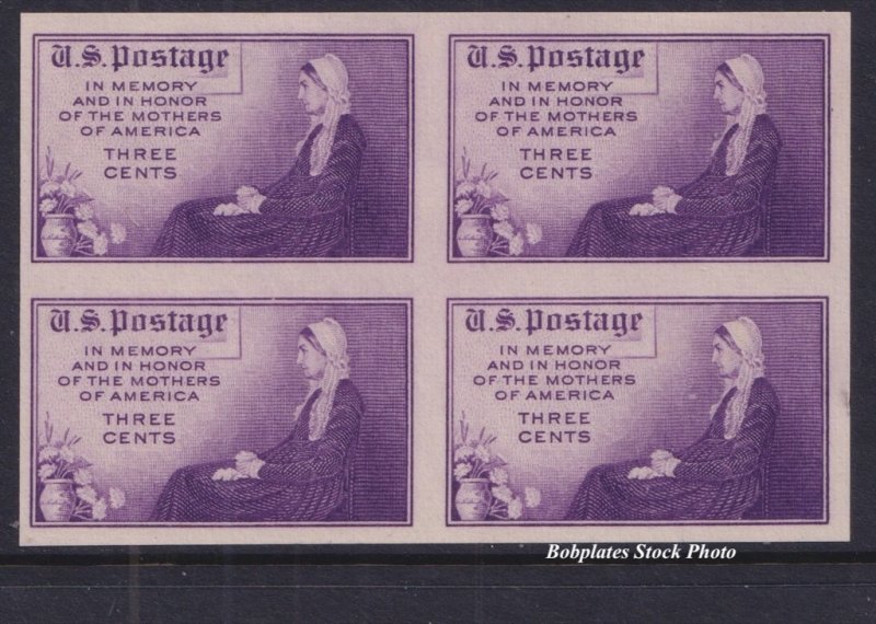 BOBPLATES #754 Mothers Day Farley Block of 4 F-VF NH SCV=$2.4