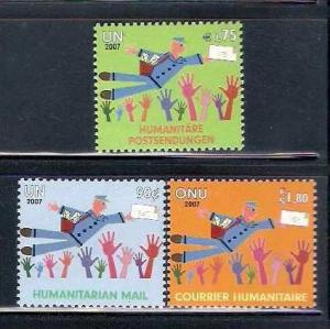 Humanitarian Mail, Courier, Hand, Postman, Letter 3V MNH 2007 United Nation  ...