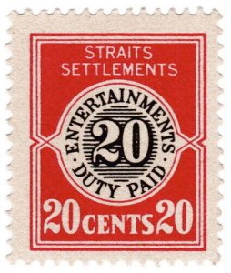 (I.B) Malaya (Straits Settlements) Revenue : Entertainments Duty 20c