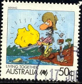 Cartoon, Mining, Australia stamp SC#1066 used