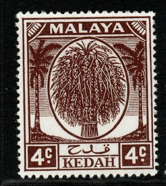 MALAYA KEDAH SG79 1950 4c BROWN MNH