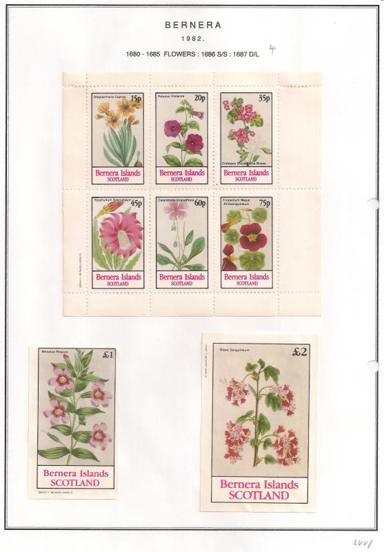 SCOTLAND - BERNERA - 1982 -Flowers (25) - 6v Perf. Min, D/L Sheets - MLH