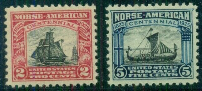 US #620-1 2¢ & 5¢ Norse American Issue Complete, og, NH VF, Scott $25.00