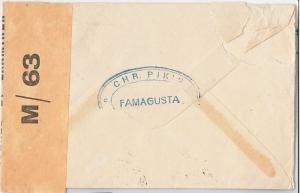 CYPRUS -  POSTAL HISTORY - COVER to USA 1945 - CENSOR BAND