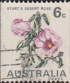 Australia #439D 1970 6c Sturt's Desert Rose USED-Fine-NH. 