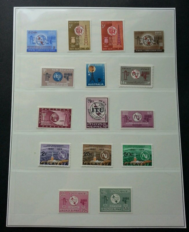 Malaysia Nepal Burma Ceylon India Vietnam Pakistan ITU 1965 (stamp lot MNH *rare