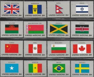 United Nations 1983 New York Flags of the Member Nations SC#  399-414 MNH