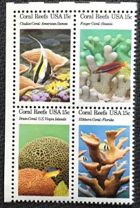 US #1827-1830 MNH Corner Block of 4 (out of order) Coral Reefs SCV $1.25 L35