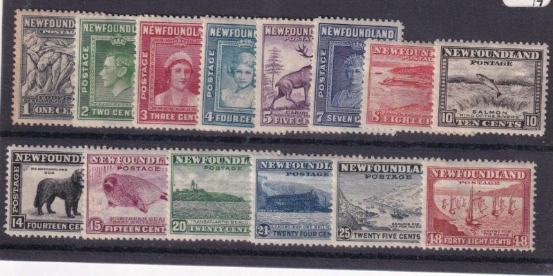 NEWFOUNDLAND # 253-266 VF-MLH/MH DEFINITIVE ISSUES RE-ISSUED