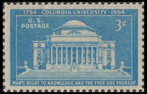 US 1029 Columbia University 3c single MNH 1954
