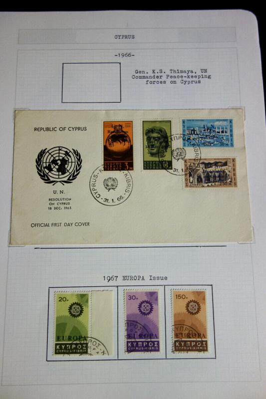 Cyprus Used Stamp Collection on Hand Drawn Pages