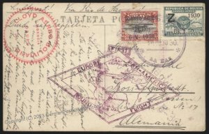 Bolivia 1930 Graf Zeppelin LZ127 Mi68C Cover 130 Flown + LLoyd Aereo 112525