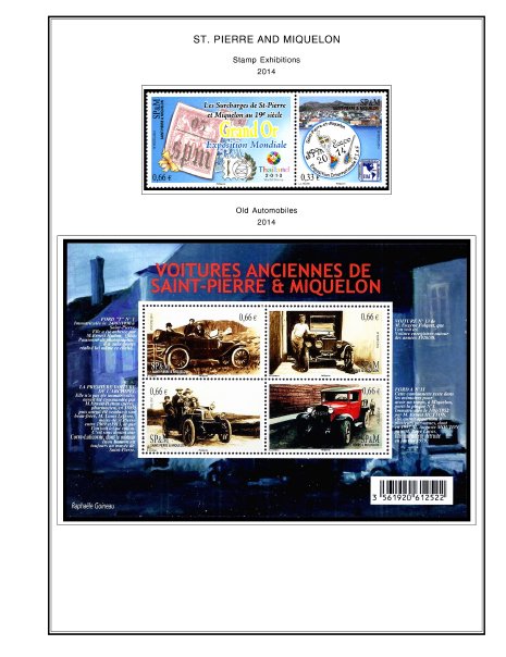 COLOR PRINTED ST. PIERRE AND MIQUELON 2011-2023 STAMP ALBUM PAGES (49 ill pages)