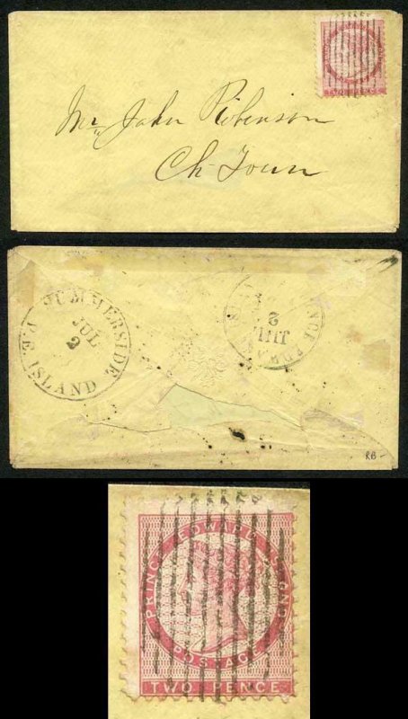 PRINCE EDWARD Is SG12 1862-69 2d rose perf 11.5-12 on Cover