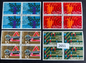 (2651) Switzerland #B540-543 CTO and B374-77 CTO