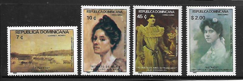 DOMINICAN REPUBLIC C371-C374 MNH HARBOR, PAINTINGS BY ALEJANDRO BONILLA SET