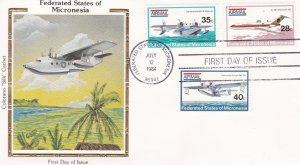 Micronesia # C1-3, Aircraft, Colorano Silk First Day Cover