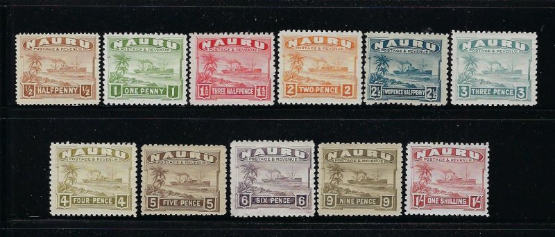 NAURU SCOTT #17-27 1924-48 (GRAYISH PAPER) SHORT SET MINT LIGHT HINGED