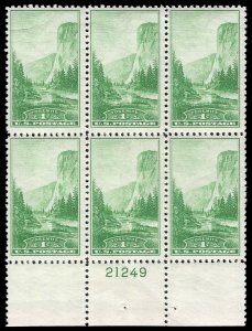 USA 740 Mint (NH) Plate Block of 6 (disturbed gum)