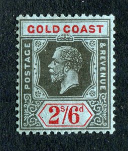 Gold Coast 1921 KGV. 2/6d black & red/blue. MS CA. MLH. SG97.