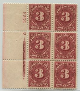 J47 Postage Due RARE Mint Plate Block of 6 Stamps NH with PF & Crowe Cert HV10