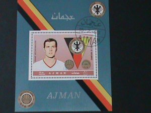 AJMAN-1969- WORLD SOCCER CHAMPIONSHIPS-GERMANY-CTO-S/S-VF-FANCY CANCEL