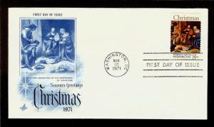 FIRST DAY COVER #1444 Christmas Trad Giorgione Shepherds 8c ARTCRAFT FDC 1971