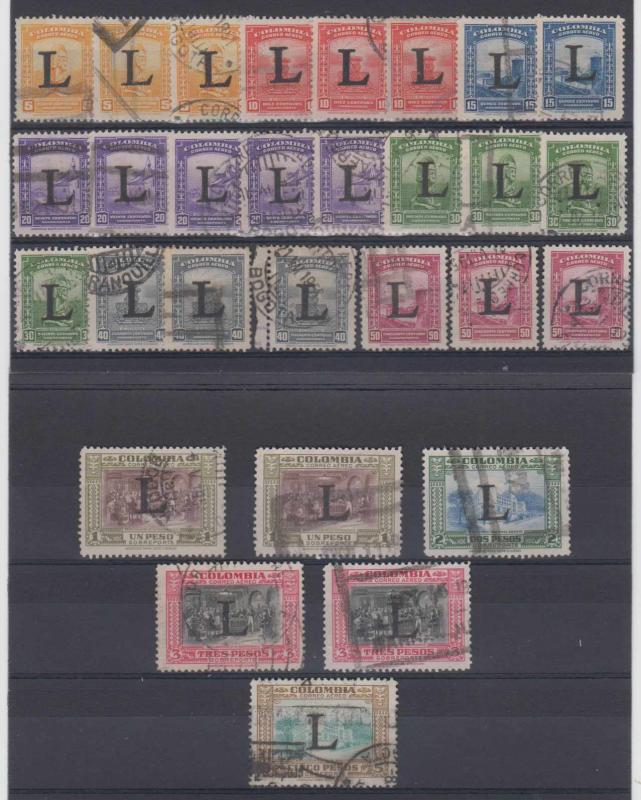 COLOMBIA 1950 LANSA Sc C175-C185 Yvert PA188-197 (29x) SET SHADES USED €127.10 