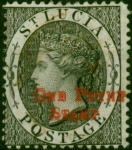 St Lucia 1881 One Penny Stamp Black SGF7 Fine Unused