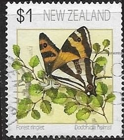 1991 New Zealand  Forrest Ringlet Butterfly  SC# 1075 Used